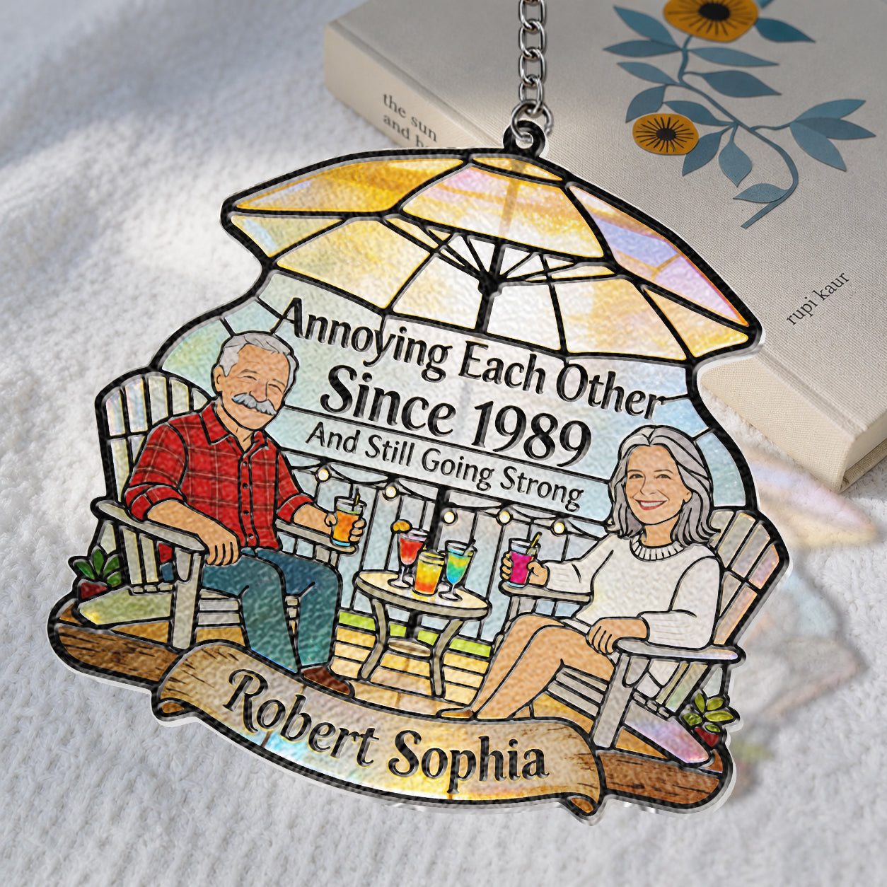 Everlasting Love - Personalized Couple 3D Printed Glass Suncatcher