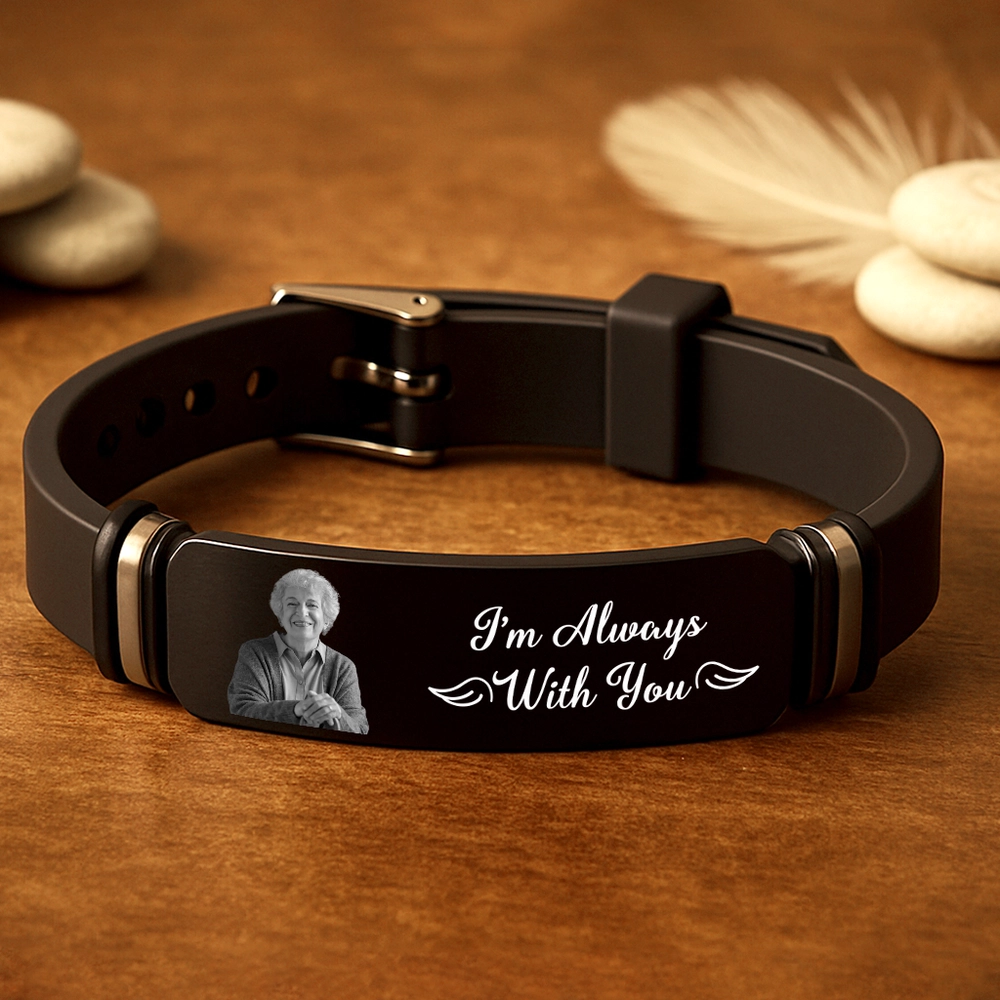Personalized Memorial Silicone Bracelet - 'I'm Always With You' Photo Keepsake, Unique Sympathy Gift for Grandma