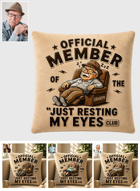 Funny Dad Grandpa Gift, Just Resting My Eyes - Personalized Grandpa Premium Faux Fur Pillow