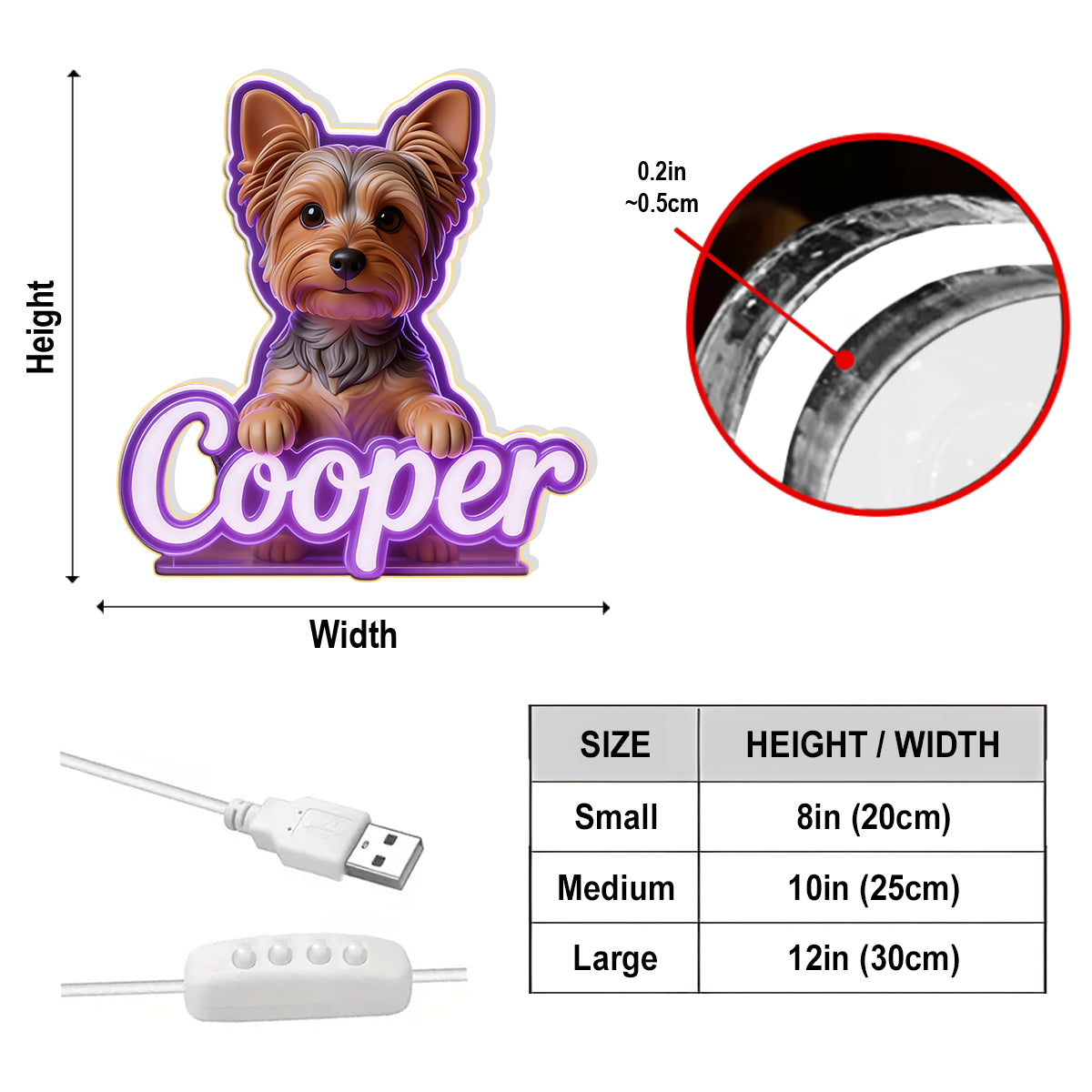 Custom Any Photo - Personalized Dog Acrylic LED Night Light