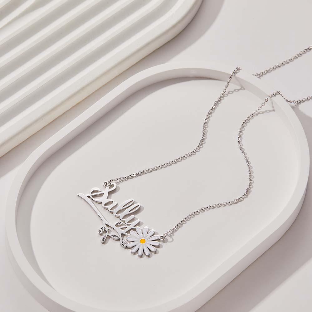 Any Name Daisy Flower - Personalized Daisy Name Necklace