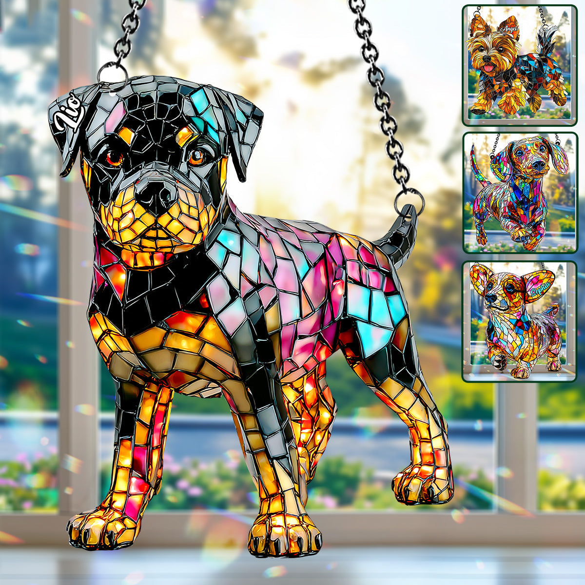 I Love My Dog - Personalized Dog Window Hanging Suncatcher Ornament