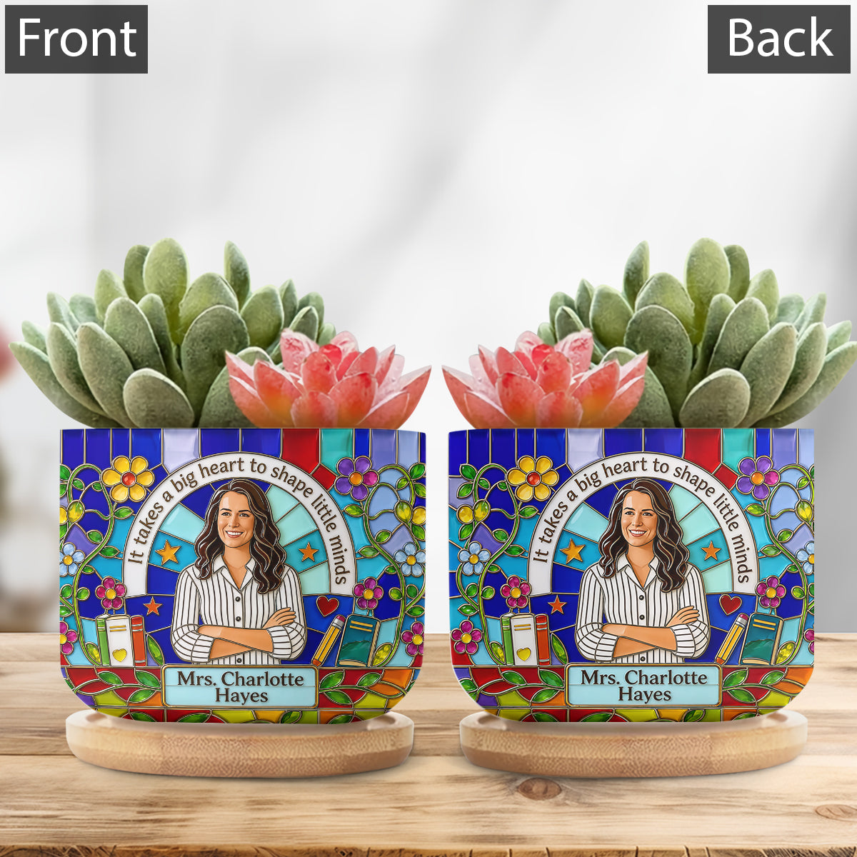 Custom Any Photo - Personalized Teacher Ceramic Plant Pot