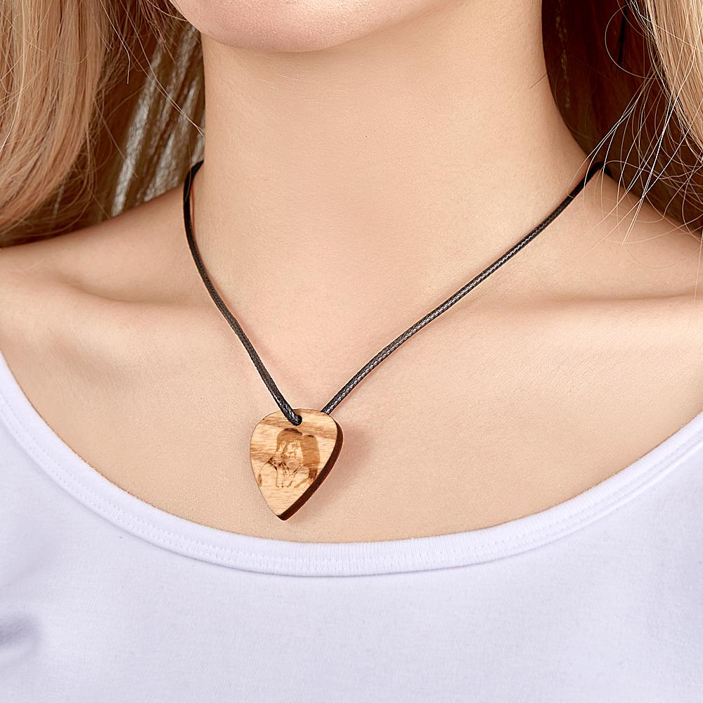 Forever And Always - Personalized Couple Photo Wooden Necklace