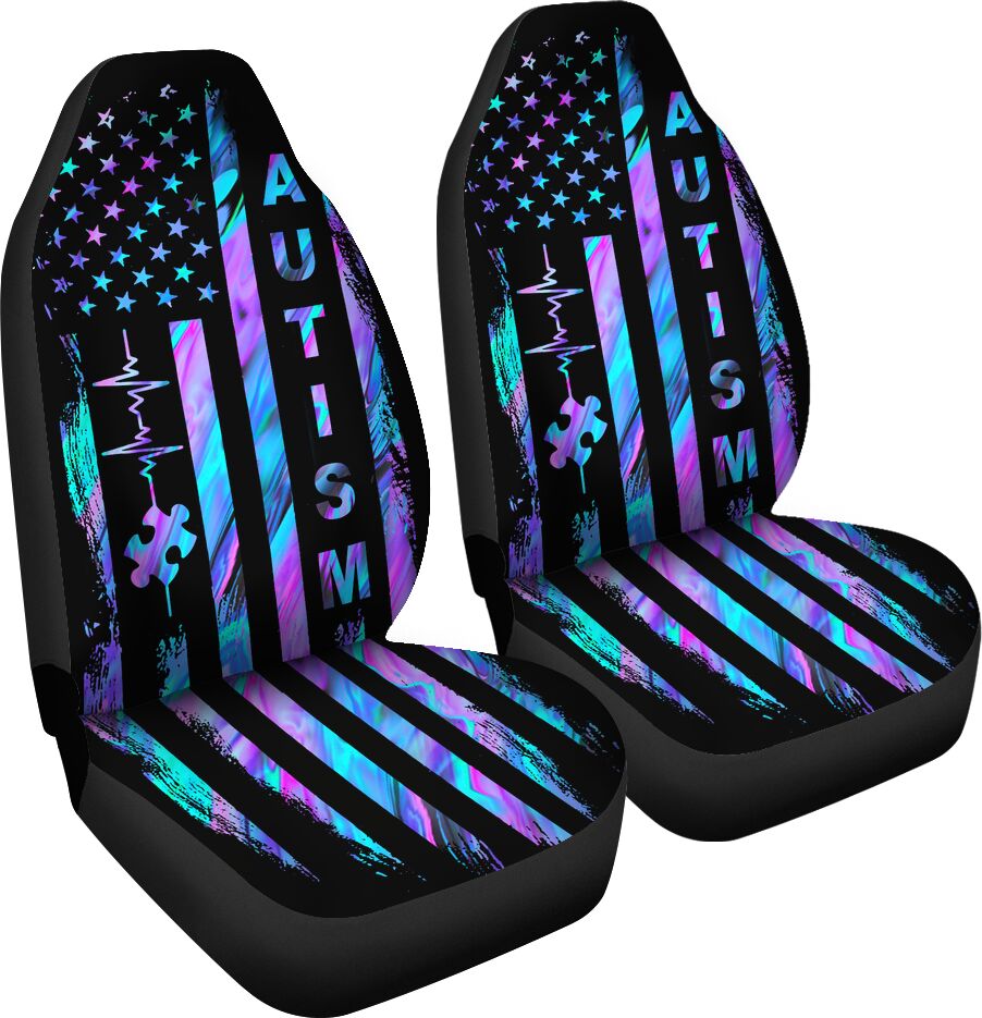 Autism Awareness American Flag Autism Awareness Seat Covers 0622