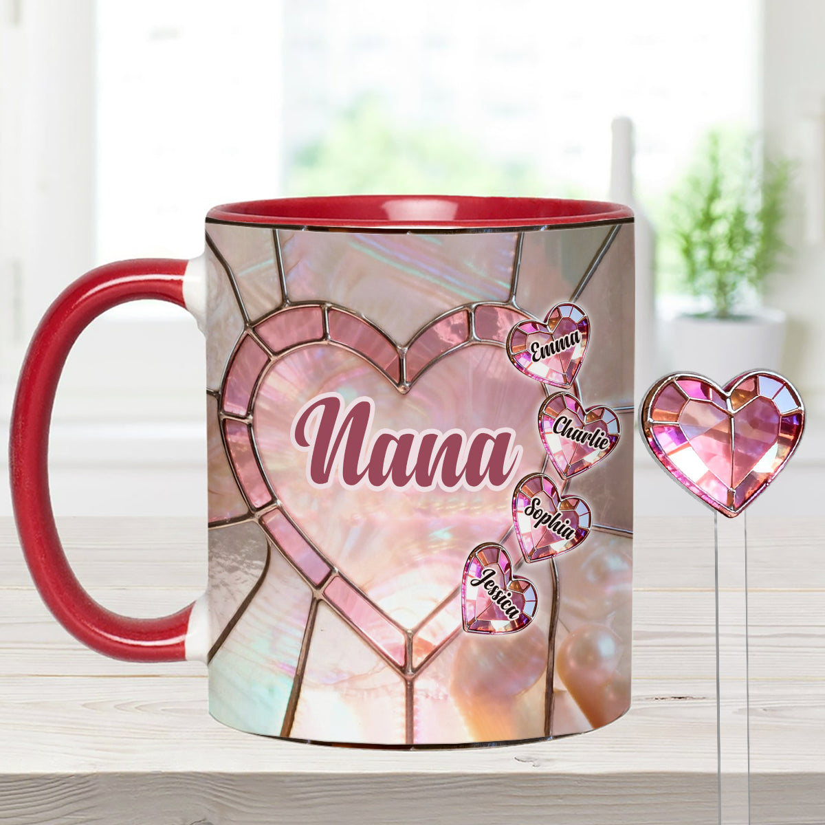 Blessed To Be Called Nana Mama Gigi Grandma - Personalized Grandma Set Accent Mug with Acrylic Stirrers