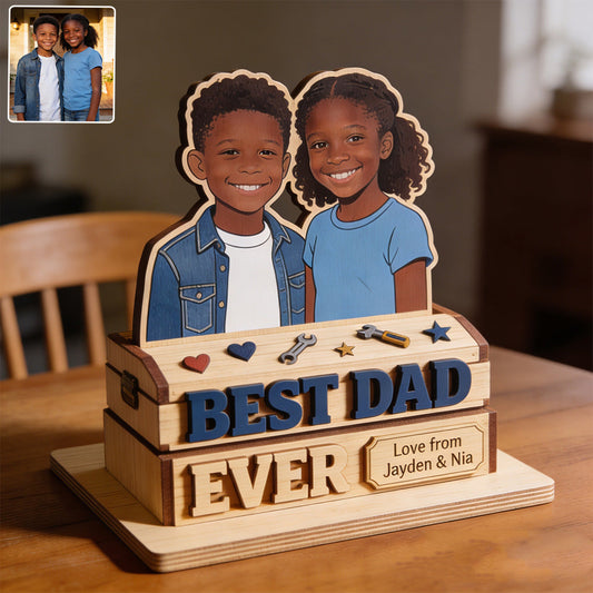 Father's Day Gift For Dad, Grandpa - Personalized Father 2 Layered Big Freestanding