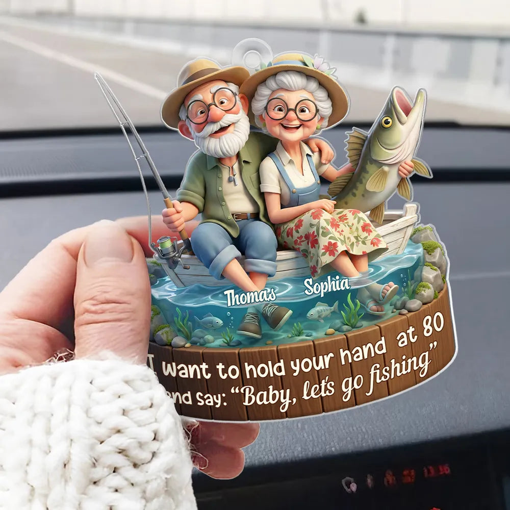 Acrylic Ornament Personalized Sweet Fishing Date Scene Heartwarming Holiday Decor Unique Creative Gift for Couples