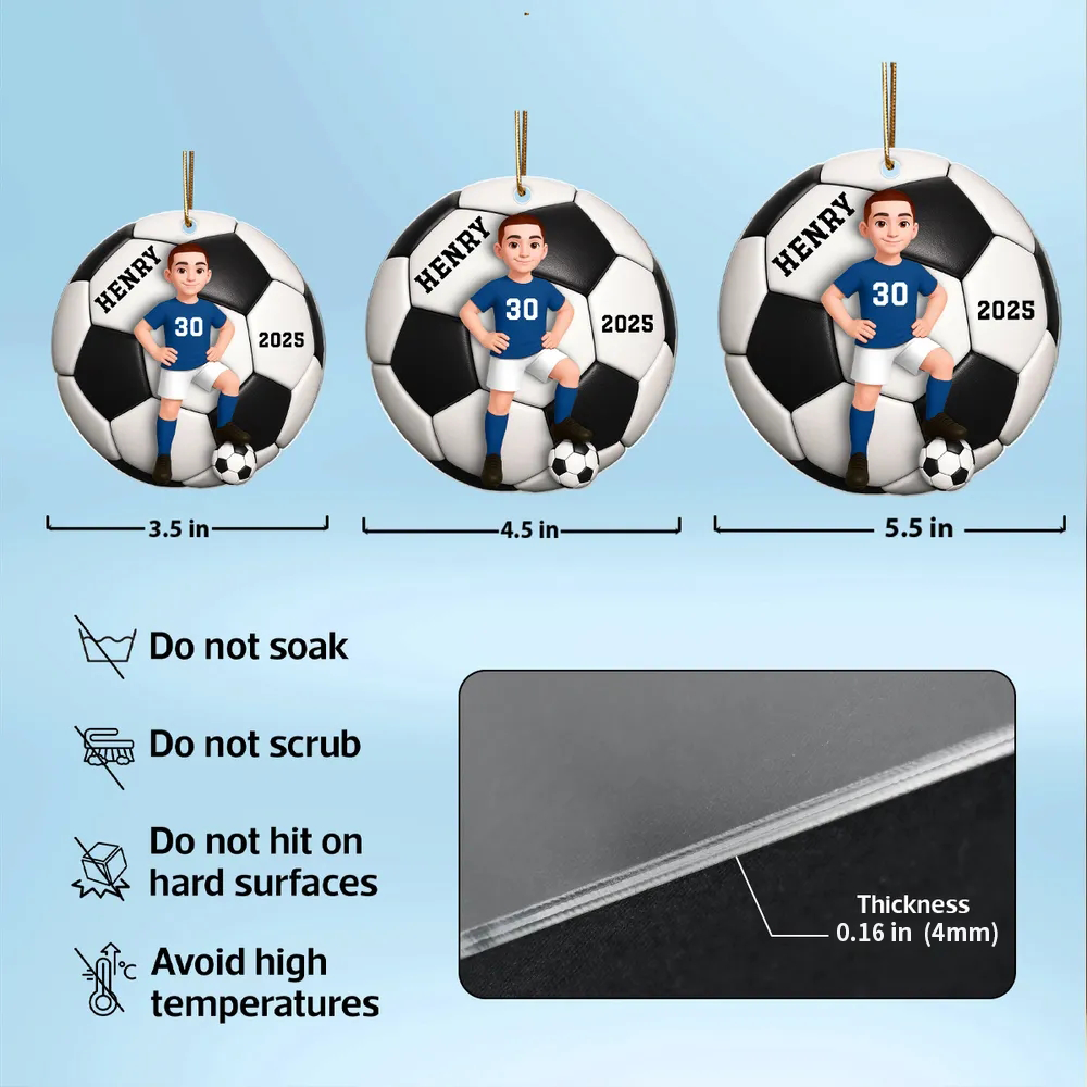 Soccer Acrylic Ornament with Dynamic Design – A Thoughtful Gift for Sports Fans and Kids