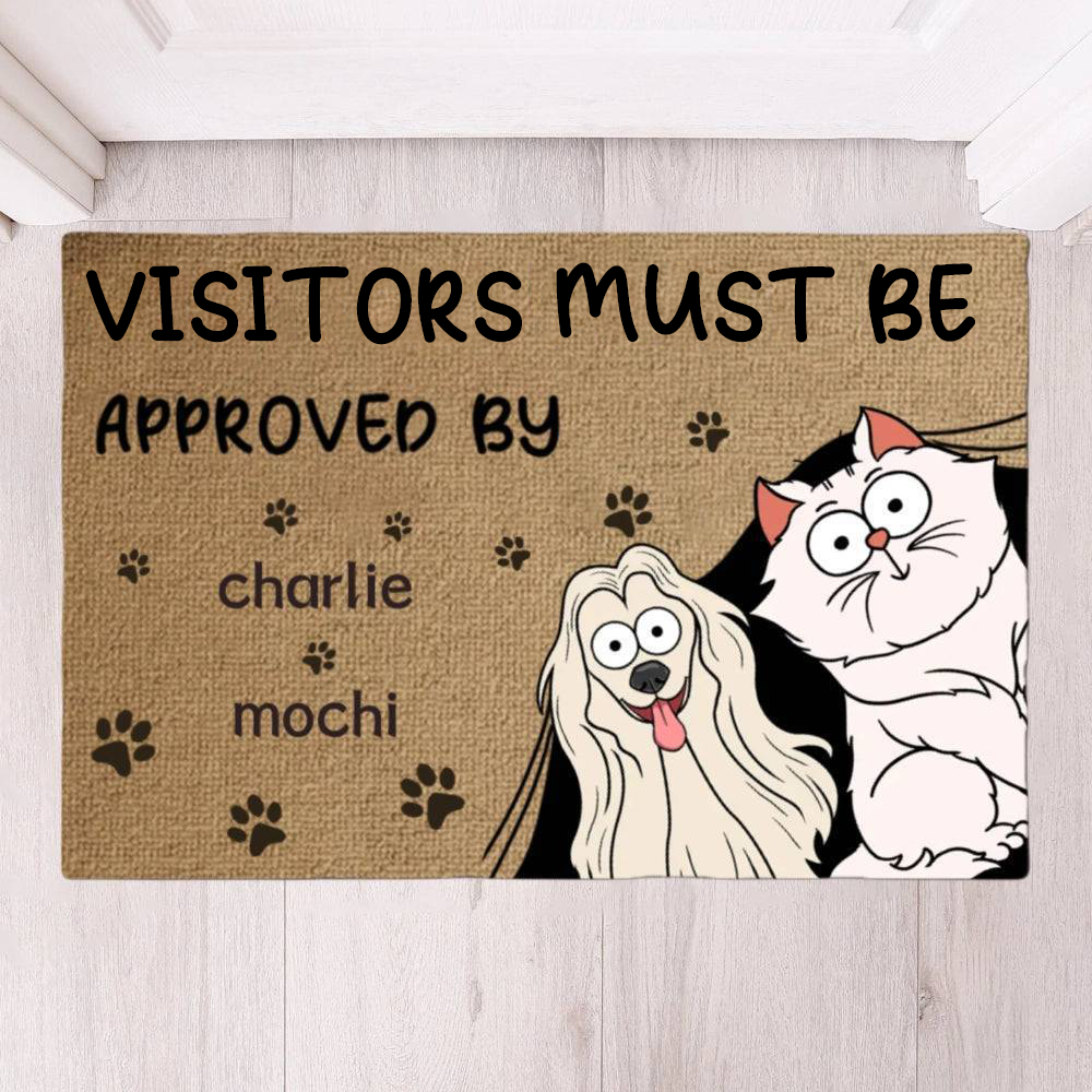 Welcome Humans! Our Doormat Is Pet Approved - Dog Personalized Custom Home Decor Decorative Mat - House Warming Gift, Gift For Pet Lovers, Pet Owners