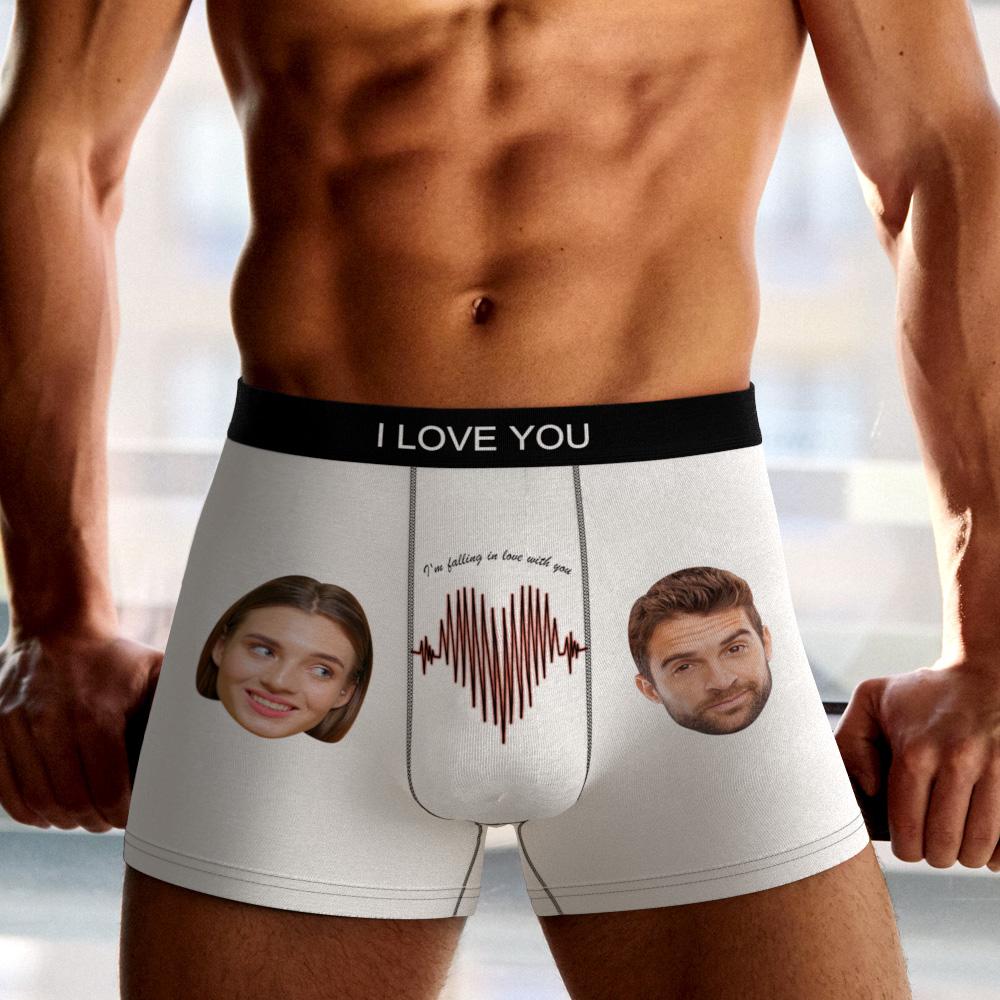 Custom Photo Boxer Electrocardiogram AR View - Personalized Couple Men's boxer briefs