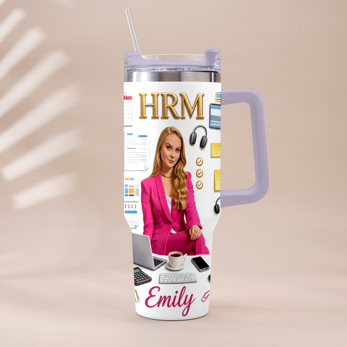 Custom Any Photo Office Staff Gift - Personalized Colleague Tumbler With Plush Charm