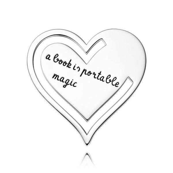 Any Message - Personalized Text Engraved Heart Metal Bookmark
