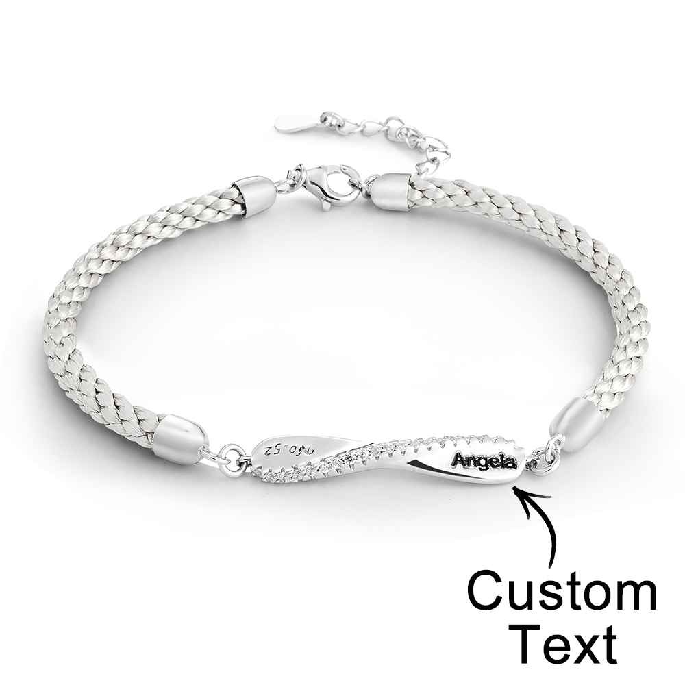 Any Names - Personalized Couple Engraved Mobius Couple Bracelet