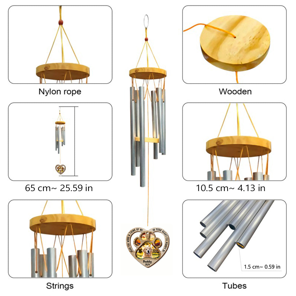 Hear The Wind And Think Of Me - Personalized Dog Wind Chime Suncatcher