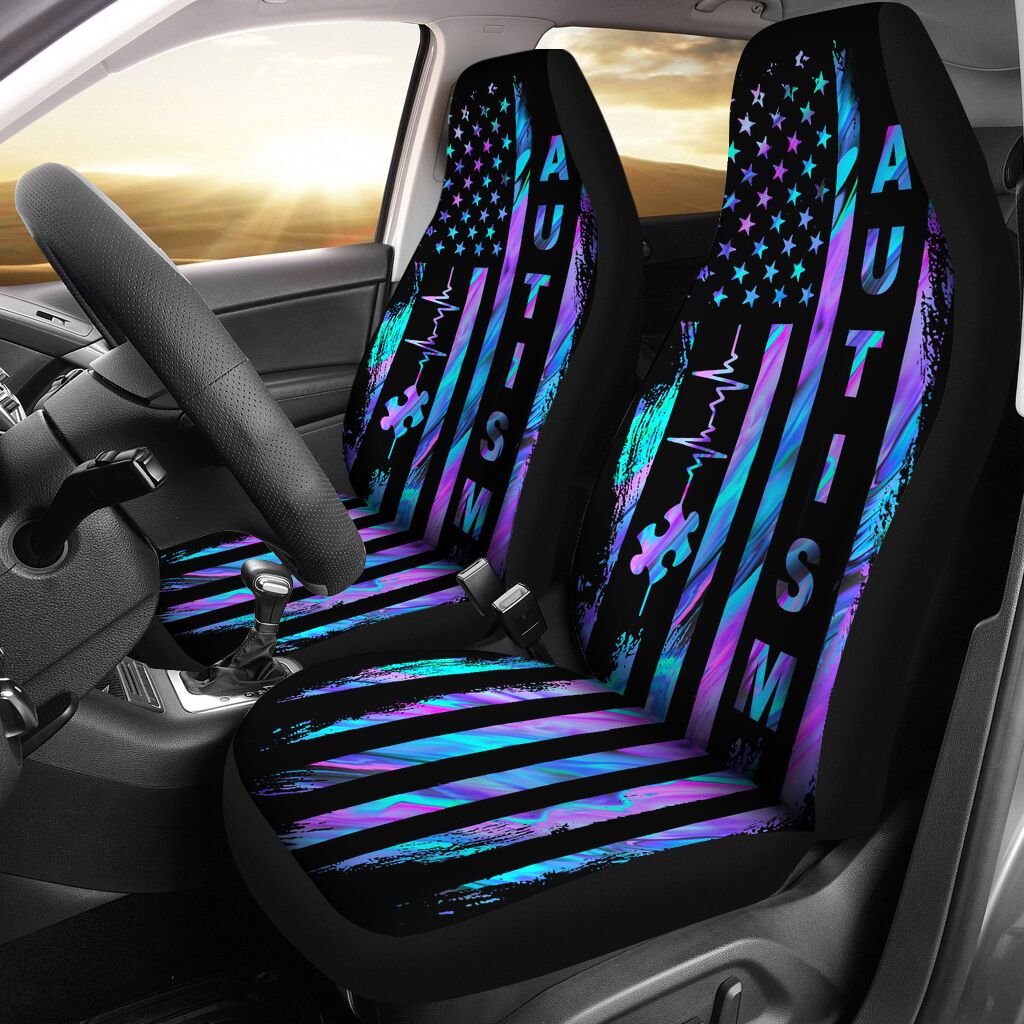 Autism Awareness American Flag Autism Awareness Seat Covers 0622