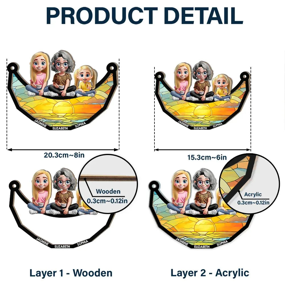 Customized Family Bond Ornament – Personalized Wood and Acrylic Swing Design for Mother’s Day