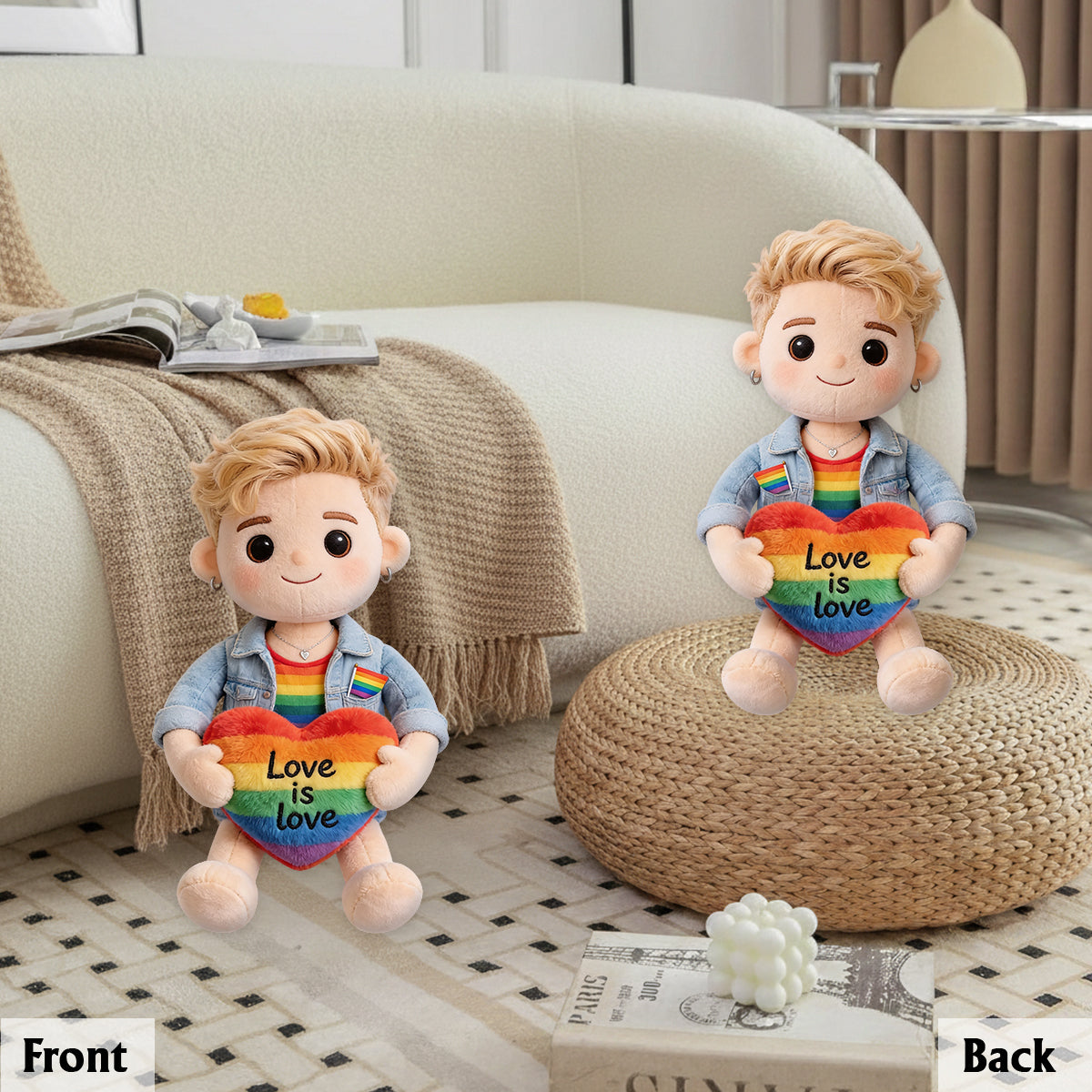Custom Any Photo, Love Is Love - Personalized LGBT Support Premium Faux Fur Pillow