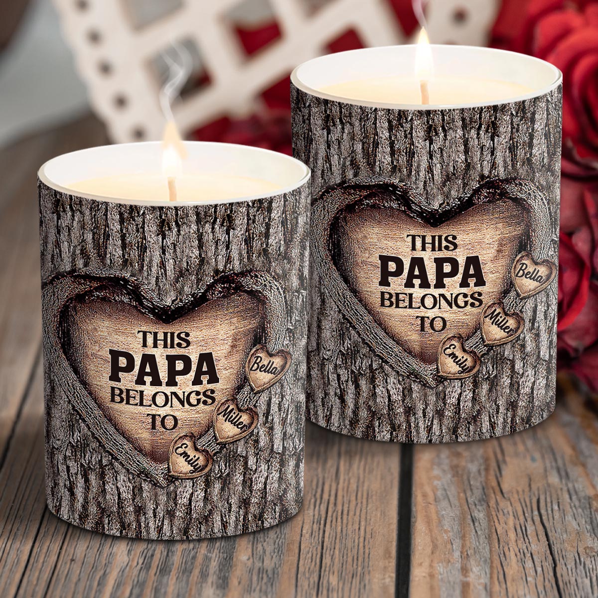 Dad's Heart - Gift for dad, grandma, grandpa, mom, uncle, aunt, brother, sister - Personalized Candle With Wooden Lid