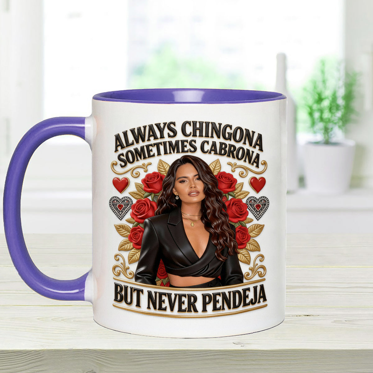 Latina Vibes, Always Chingona - Personalized Latina Women Set Accent Mug with Acrylic Stirrers