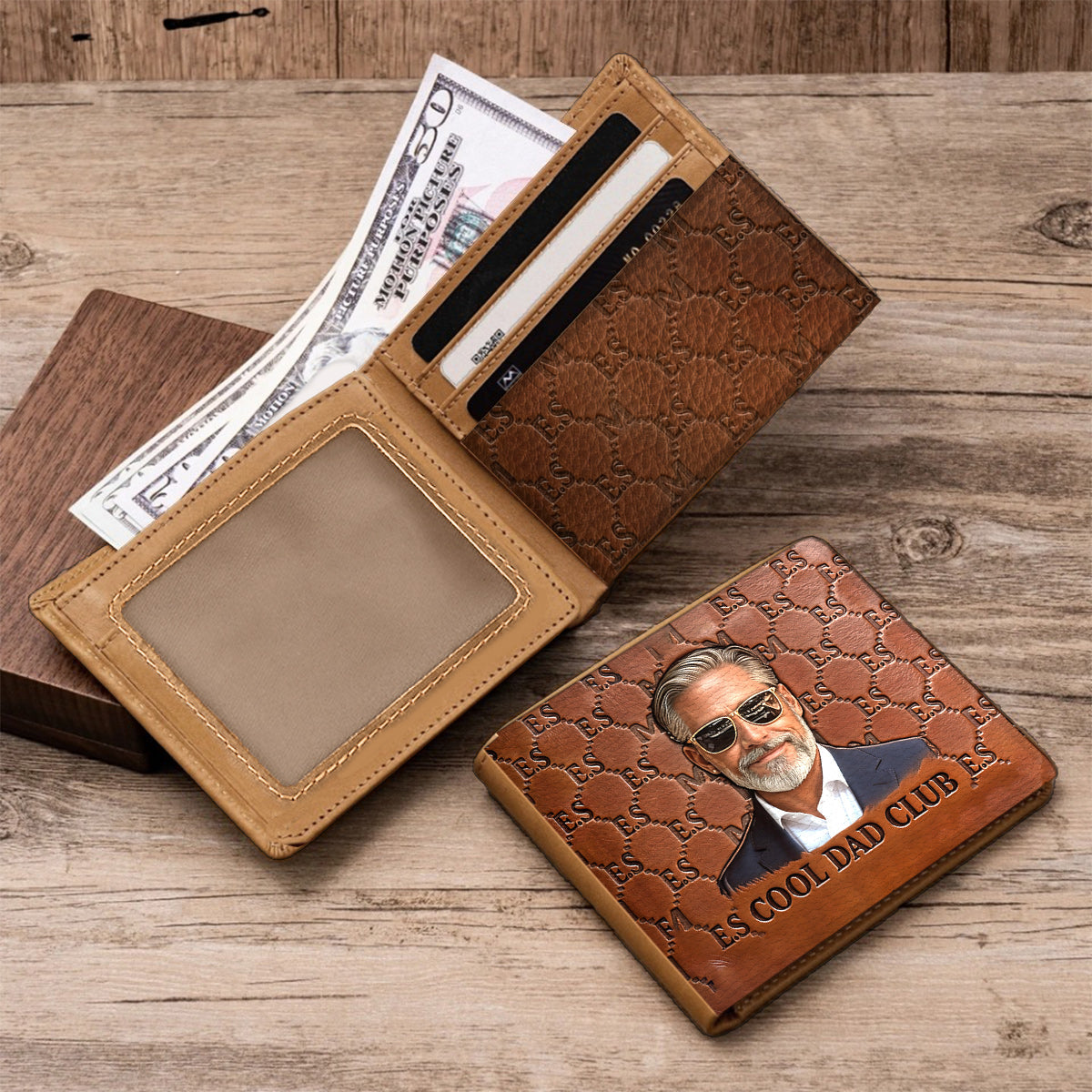 Custom Initial Monogram Gift For Father - Personalized Father Leather Wallet