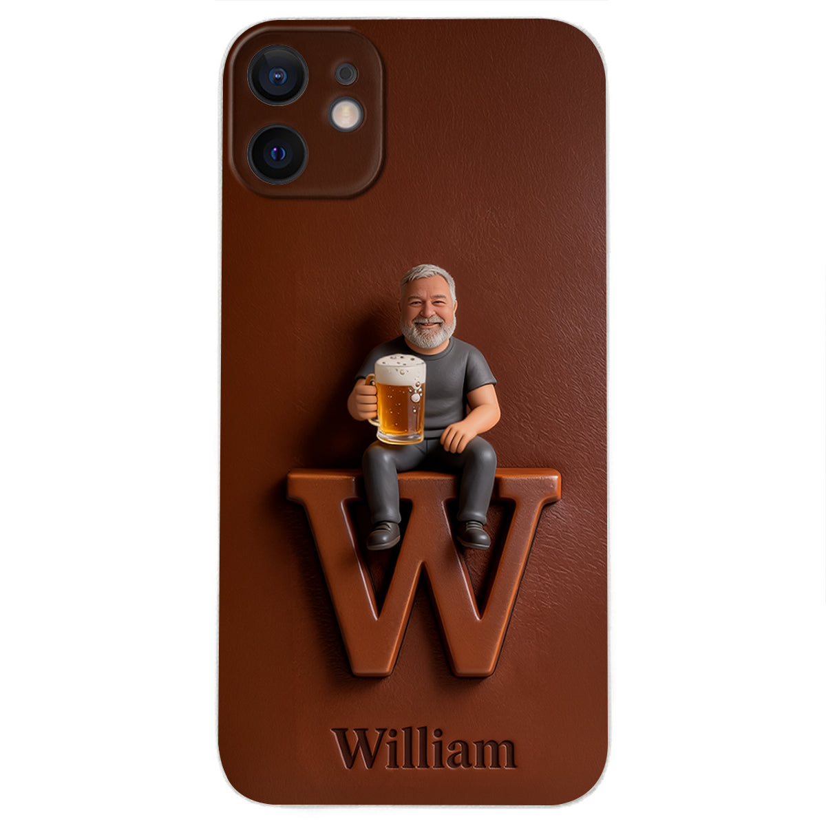 Custom Any Photo - Personalized Beer 3D Embossed Leather Phone Case