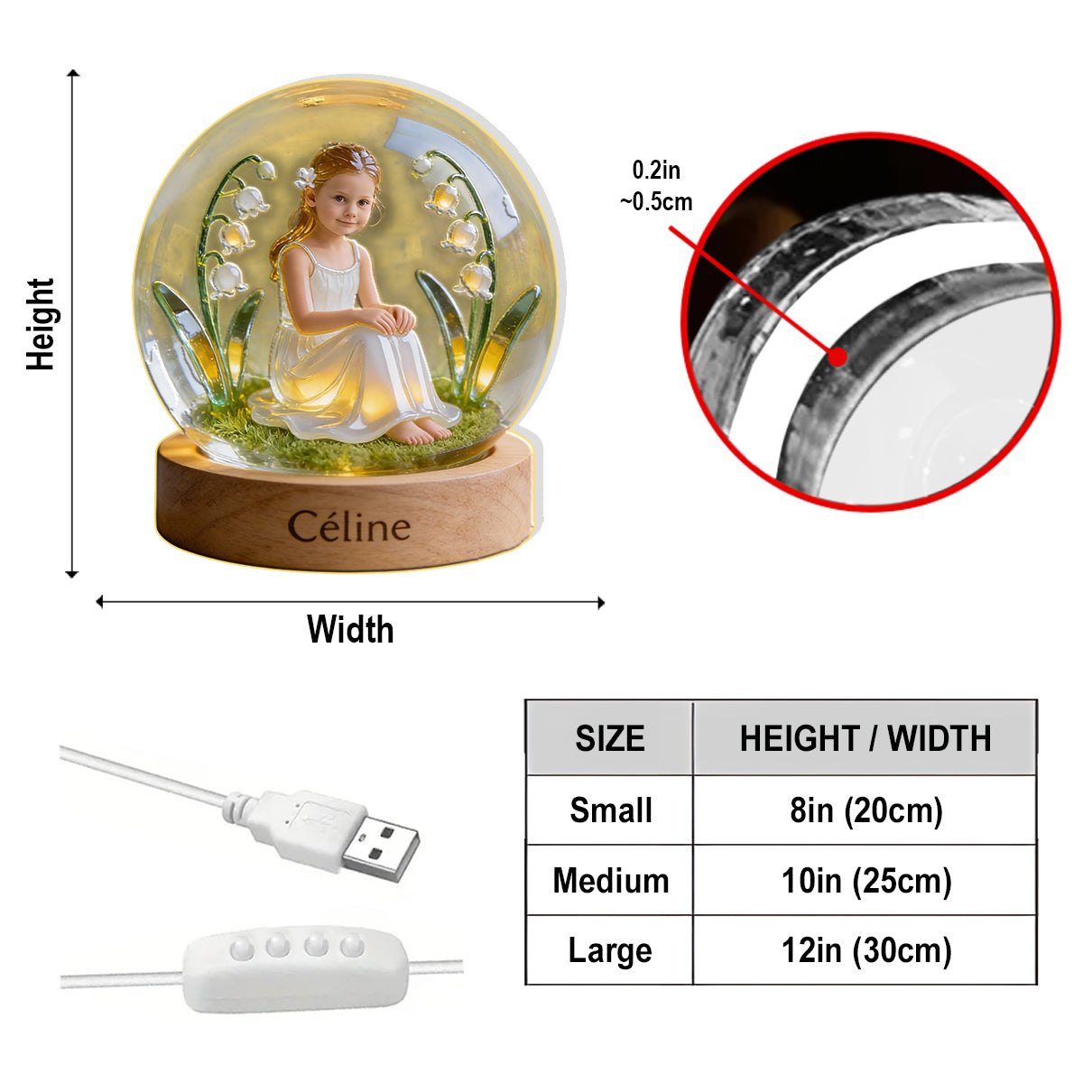 Custom Any Photo Birthmonth Flower - Personalized Self Love Acrylic LED Night Light
