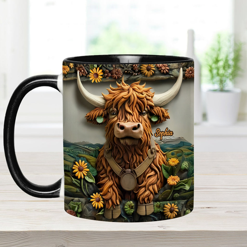 Cute Highland Cow - Personalized Highland Cow Accent Mug