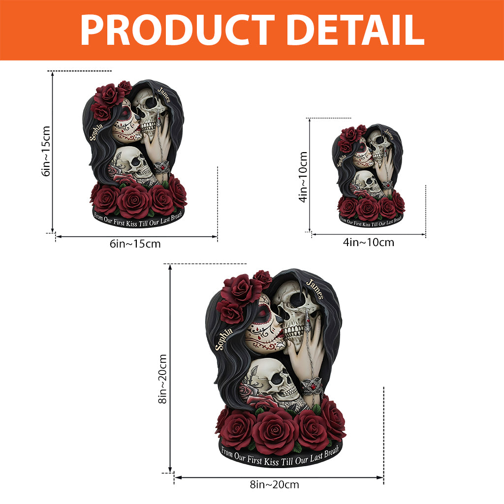 From Our First Kiss Till Our Last Breath - Personalized Skull Custom Shaped Acrylic Plaque