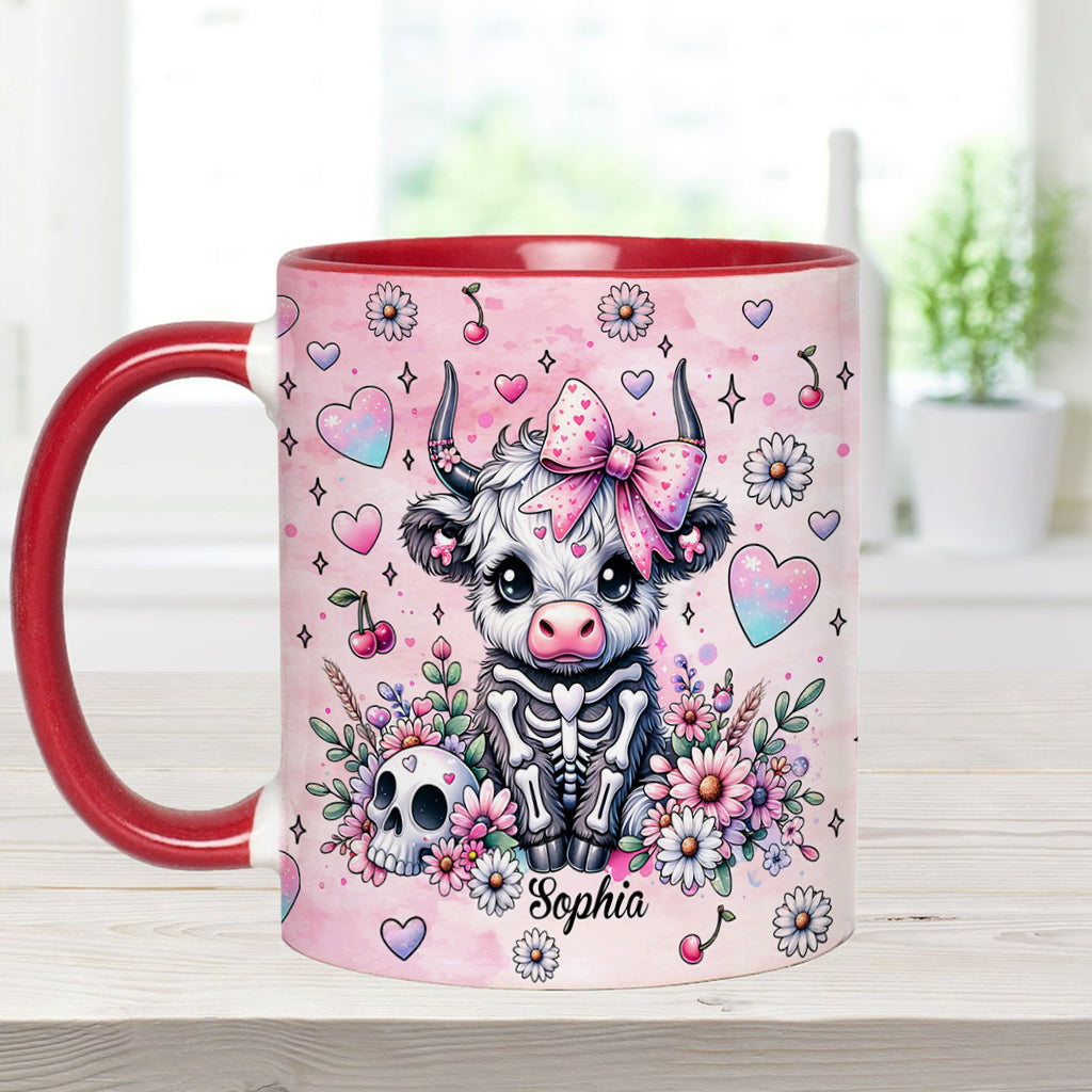 Cute Spooky Halloween Highland Cow - Personalized Accent Mug