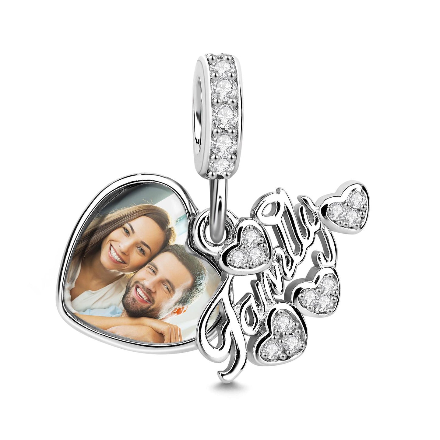 Any Photo - Personalized Family Delicate Heart Charm