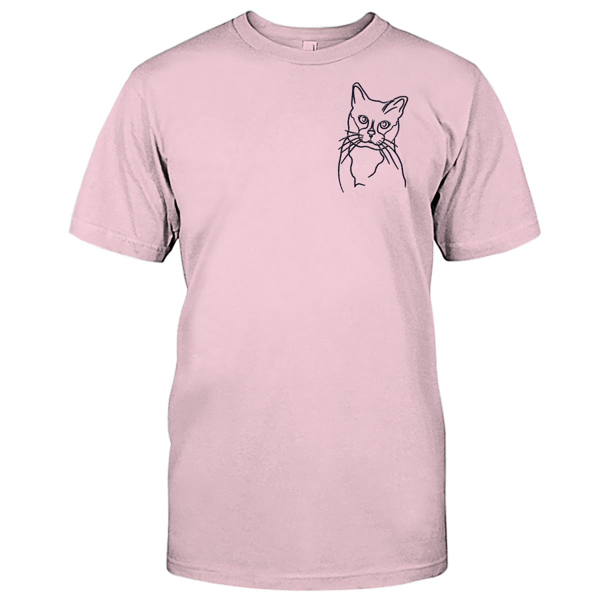 Custom Line Art - Personalized Cat Embroidered T-shirt