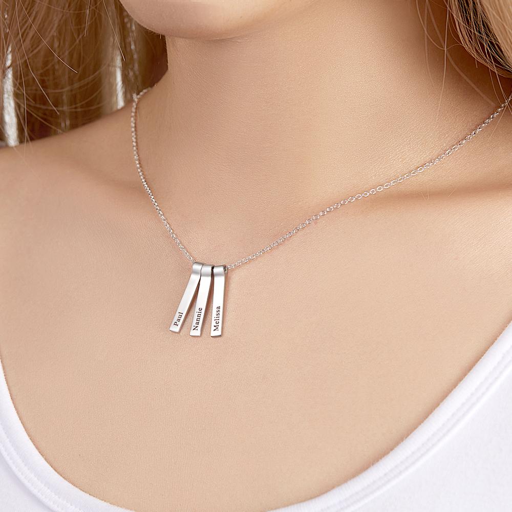 Any Name - Personalized Family Engraved Vertical 1-5 Names Necklace