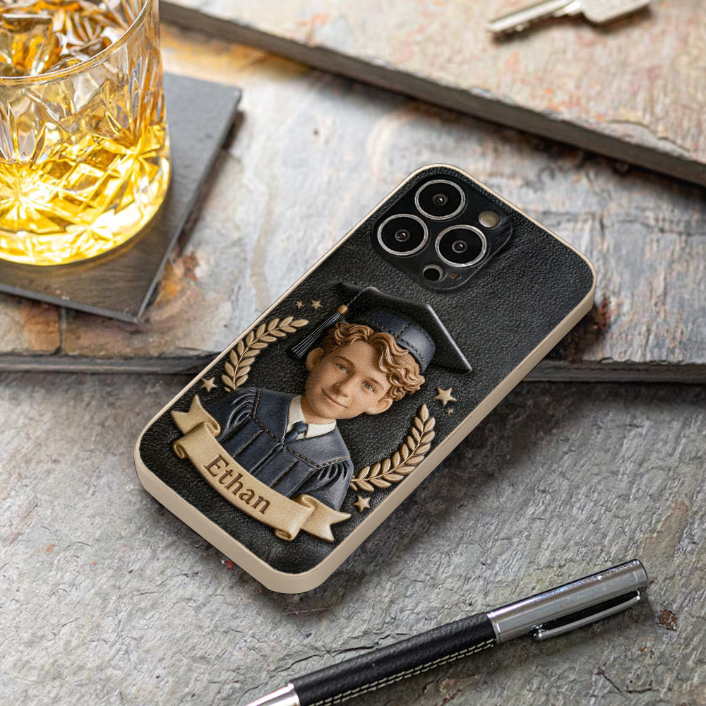 Graduation Gift - Personalized Graduation 3D Embossed Leather Phone Case