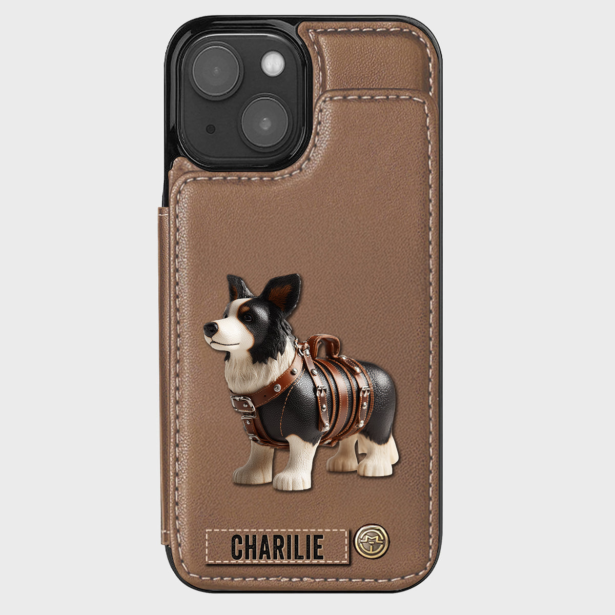 Cute Border Collie - Personalized Dog Wallet Phone Case