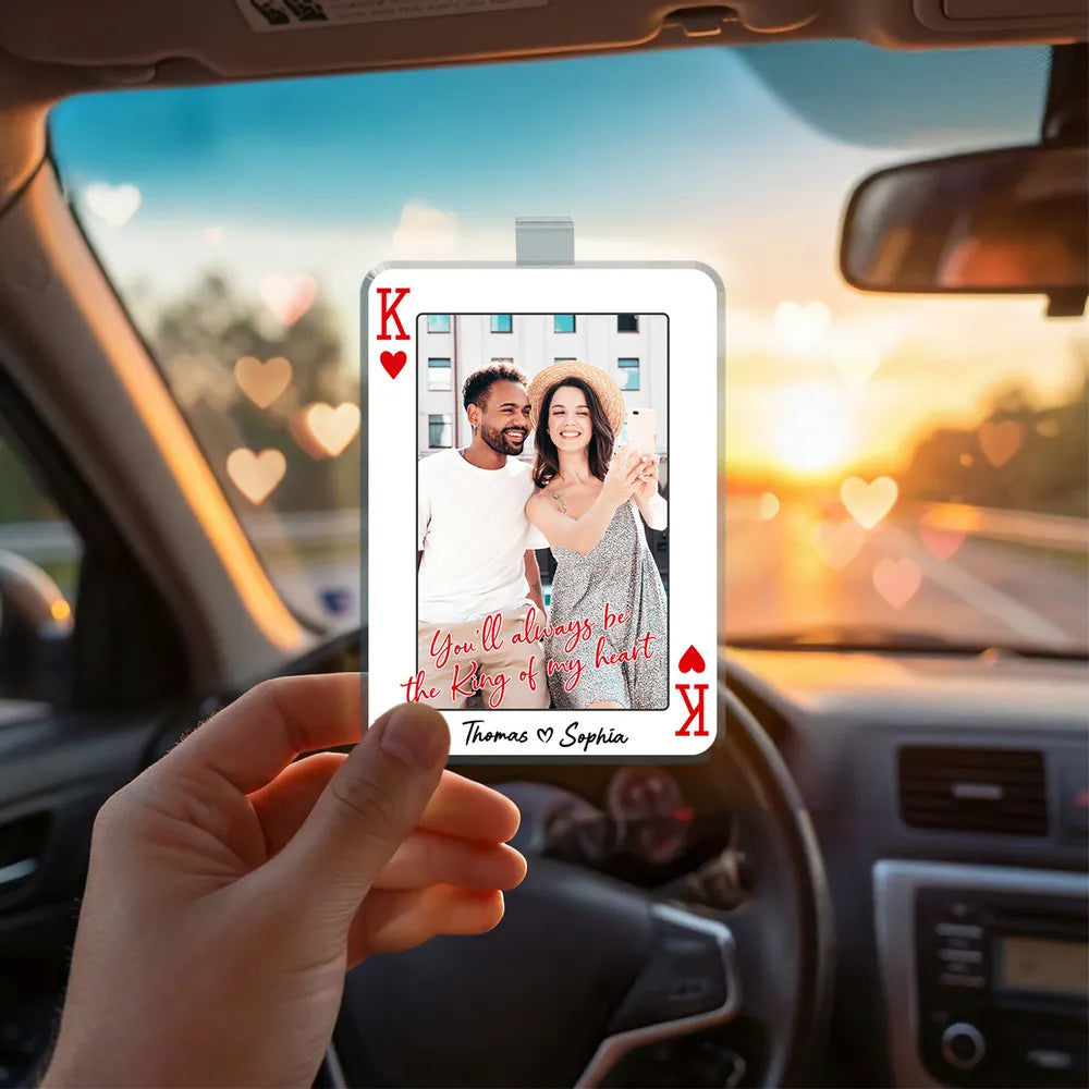 Personalized Acrylic Car Visor Clip Photo Card Couple Selfie Sweet Quote - Unique Romantic Gift for Him or Her