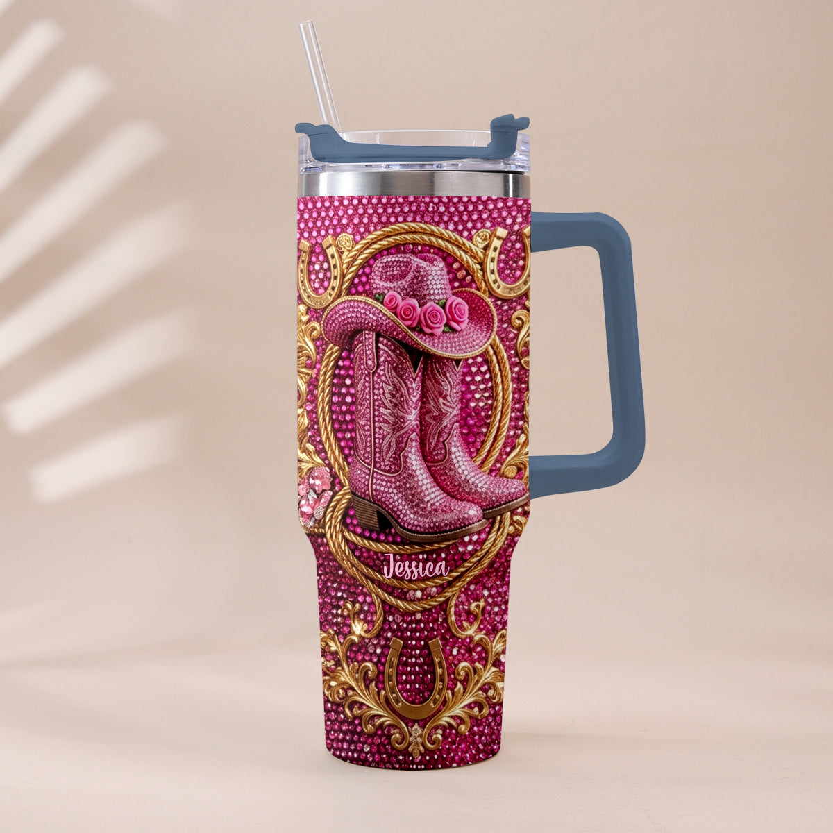 Cowgirl Boots - Personalized Cowgirl Tumbler With Plush Charm