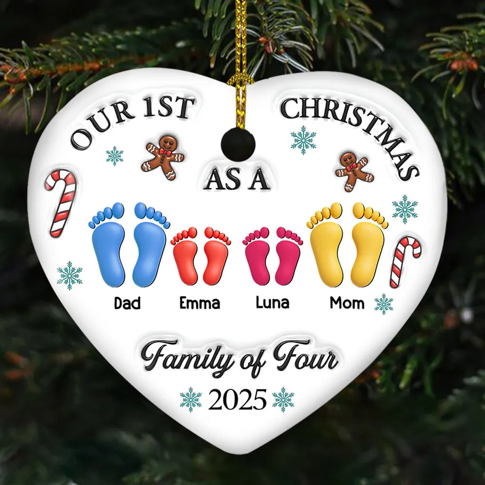 Ceramic Heart Ornament with Family of Three Design, Perfect Christmas Gift for Cherished Moments