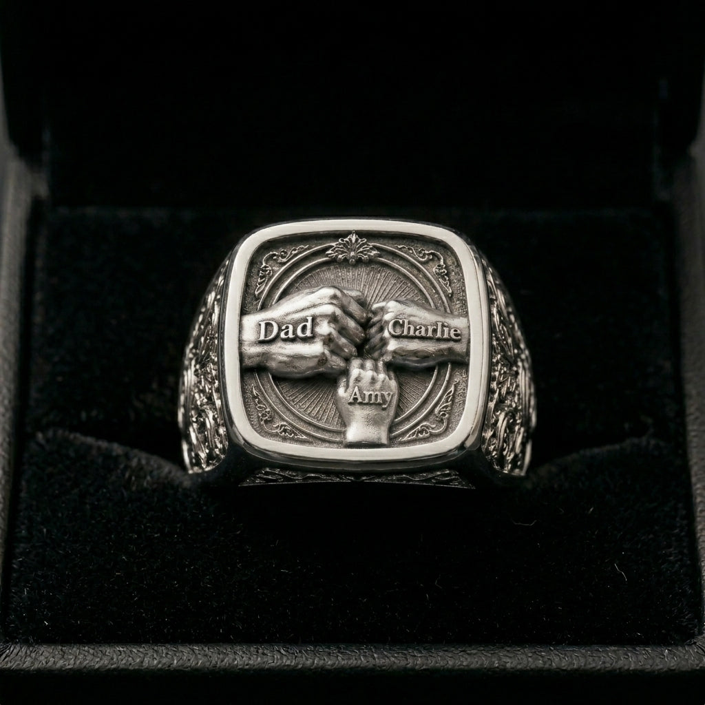 Best Dad Ever - Personalized Father Adjustable Shaped Ring