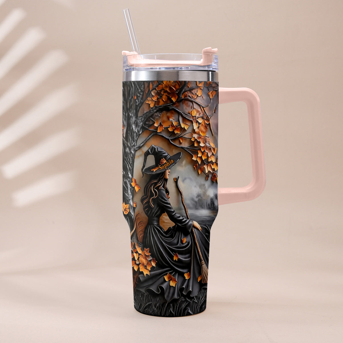It's Time - Personalized Witch Tumbler With Plush Charm