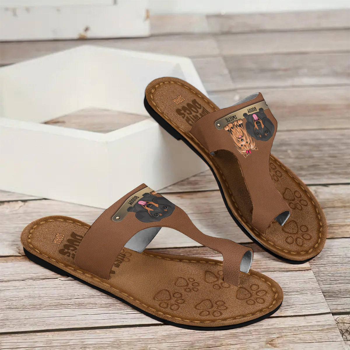Just A Girl Who Loves Dogs - Personalized Dog Open Toe Sandals