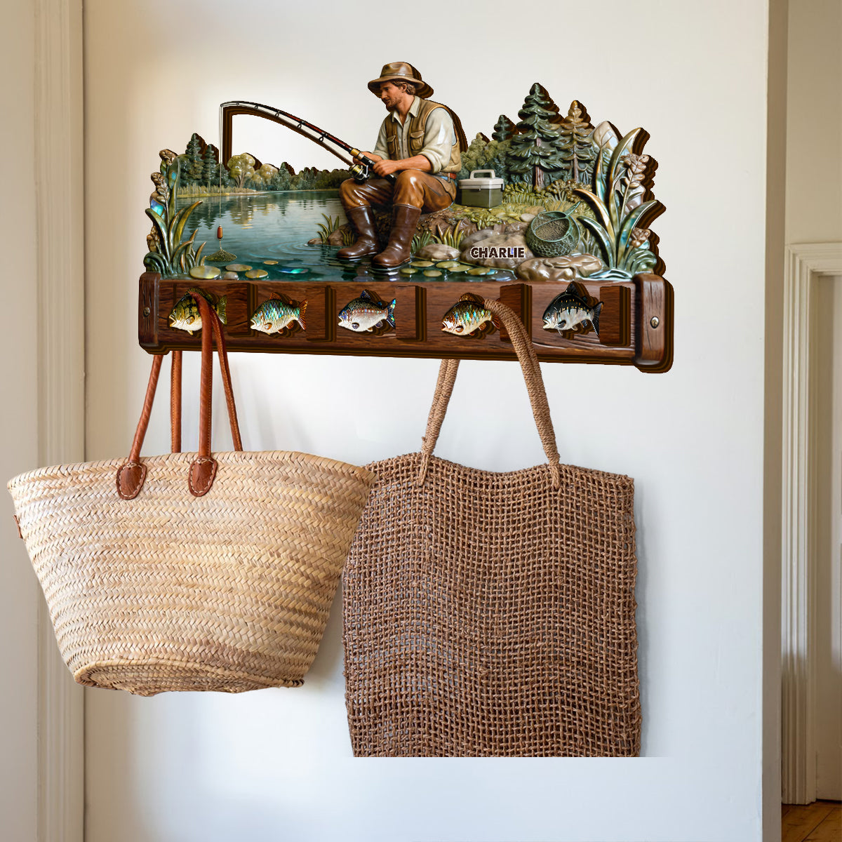Fishing Life - Personalized Fishing Shaped Hanging Organizer