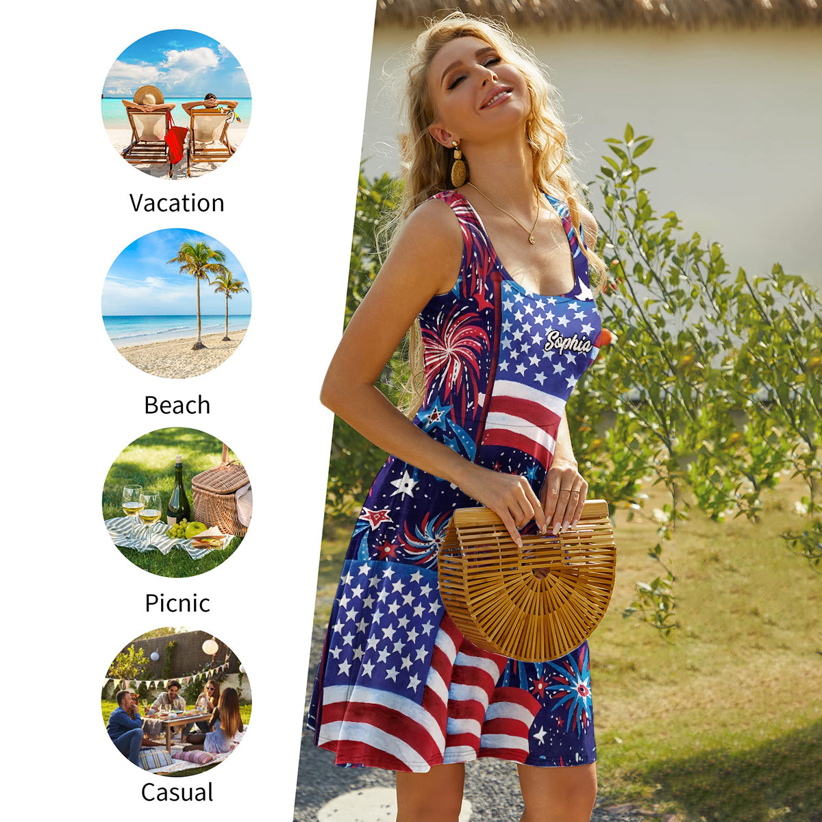 American Woman - Personalized Independence Day/ 4th of July Sleeveless Dress