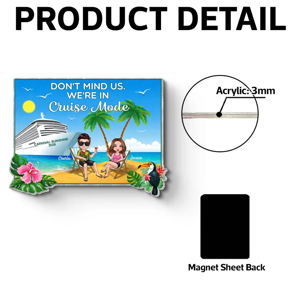 Personalized Cruise Partners For Life Acrylic Magnet, Beach Chair Couple by Cruise Ship, Unique Cruise Door Gift