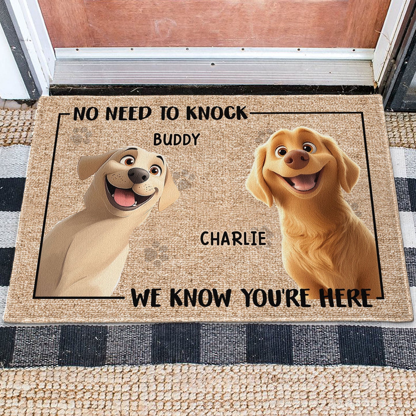 Personalized Pet Doormat – Cute Dog Design, Perfect for Valentine's, Family Gifts, Available in Standard and Premium Options
