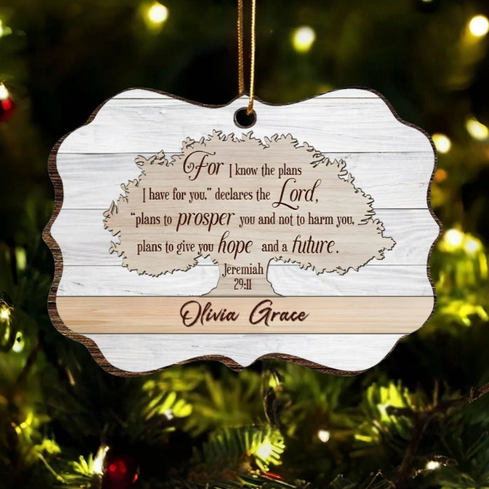 Personalized Poster, Ornament, Plaque, Keychain, Sign – "For I Know the Plans" Religious Inspirational Gift with Name Customization