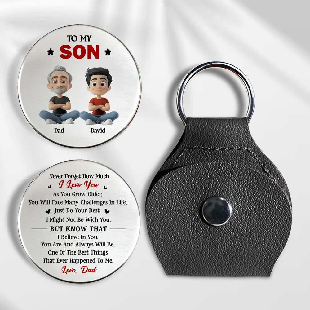 Personalized Pocket Hug Token for Son, Custom Encouragement Keepsake, Unique Gift From Dad to Carry Every Day