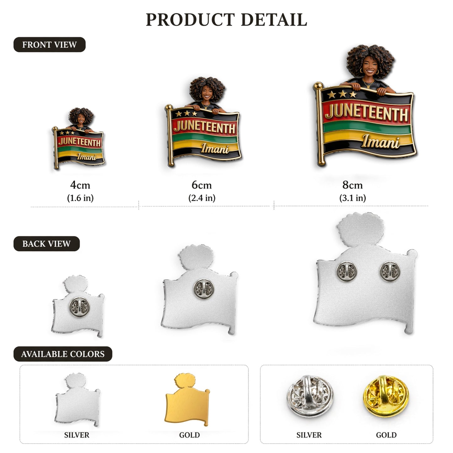 Celebrating Freedom 1865 - Personalized Juneteenth 3D Embossed Enamel Pin