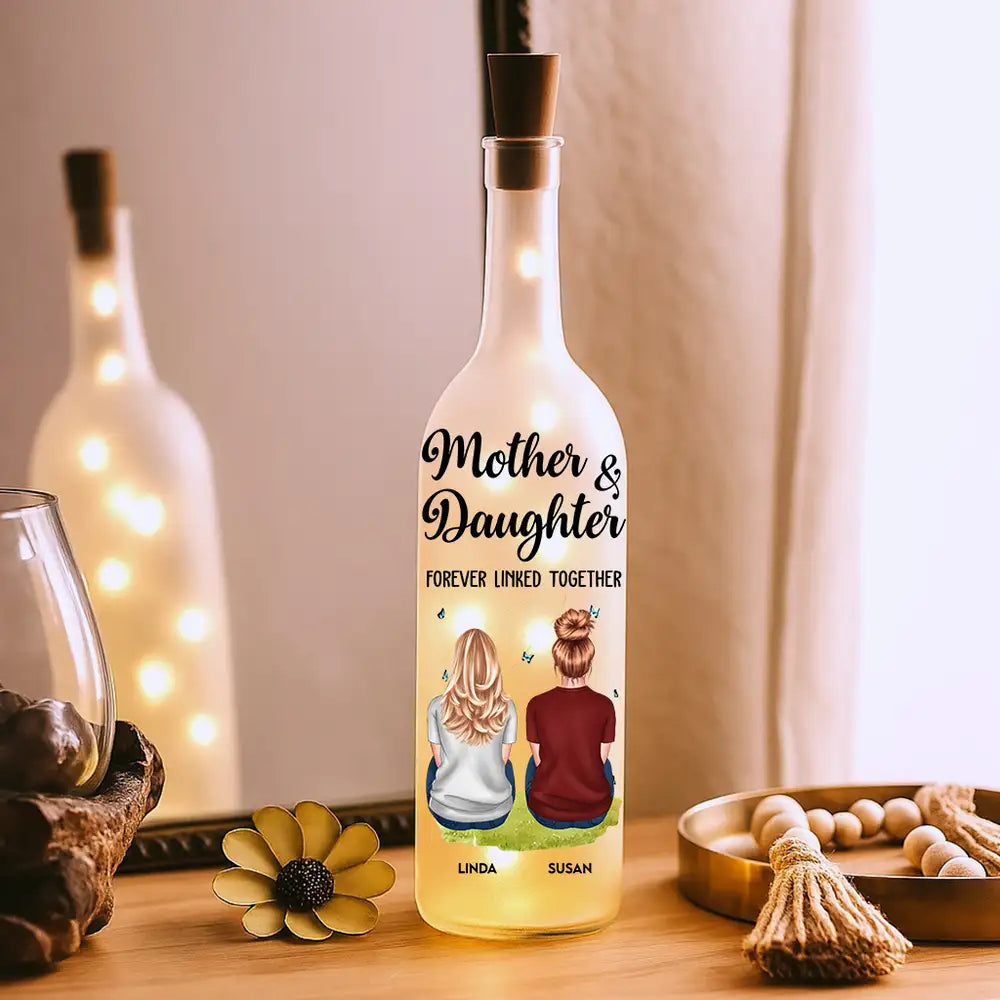 Forever Linked Together Personalized Bottle Lamp – Unique Mother’s Day Gift for Mom