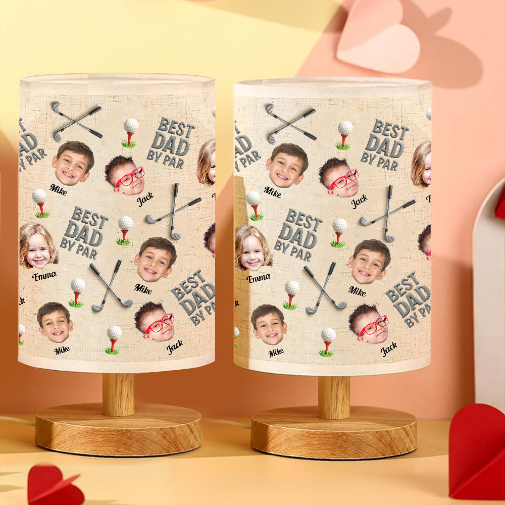 Best Dad By Par - Personalized Golf Table Lamp with Wood Base